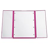 8 LED照明付きメイクアップミラーポータブルトイレ3折りたたみ調節可能なTabletop Illuminated