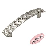 Cosmas ® 7066snサテンニッケルBraidedキャビネットハードウェアハンドルプル – 3 – 3 / 4 "インチ( 96 mm )穴中心 – 10パック