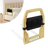 [LOSCHEN] 高齢者用ベッドレール、ベッドガード介護用サイドレール、転倒落下防止アシストレール、収納ポケット付き、起き上がり木製手すり