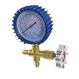 uxcell　シングルゲージバルブ　マニホールド ブラス製 シルバートーン　圧力計ツール　ネジエアコン 冷凍 ラバープロテクター