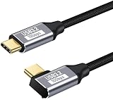 USB Type-C 延長ケーブル 1m CtoC オス - オス PD100W/5A 急速充電 USB3.2 Gen2 準拠 10Gbps 高速データ伝送 4K@60Hz 映像出力 高耐久ナイロン編み MacBook iPad Surface Switch 各種 Type-C 機種対応 (90 度曲がりコネクタ)