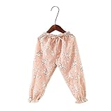 Plus Nao(プラスナオ) 子供用 モスキートガード 蚊よけ パンツ ロングパンツ 長ズボン 裾シャーリング コットン ウエストリボン キッズ ジュニア 女の子 カジュアル シンプル フラワープリ