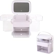 Amazon.co.jp: SUGGEST メイクボックス LEDライト付き 大容量 鏡
