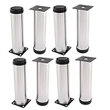 uxcell 調整可能キャビネットレッグ　ステンレス鋼製　シルバートーン　50 x 200mm 8個入り