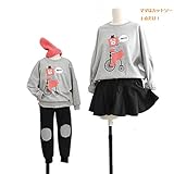 YUEGUANG 韓国風 子供服 キッズ ガールズ 女の子 ルームウェア 部屋着 上下セット セットアップ 親子 お揃い ペアルック (100cm)