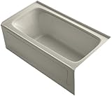 KOHLER K-1150-RAW-G9 Bancroft 60 In. x 32 In. Alcove Bath with Bask Heated Surface, Integral Apron, 