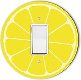 Rikki Knight RND-LSPROCK-2 Artsy Lemon Half Slice Round Single Rocker Light Switch Plate [並行輸入品]