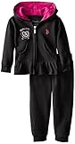 U.S. POLO ASSN. Little Girls' Fleece Jacket and Jogger Pant Black 5 [並行輸入品]