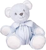 Suki Baby Hug-a-Boo Super Soft Plush Bear with Striped Cotton Bow (Large, Blue) by Suki Baby