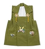 七五三 3歳 三歳 被布コート 単品 男の子 抹茶色 兜 小槌 丁子 3390-00028