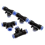 5本入り 空気圧 ティーコネクタ プッシュイン式 継手 水ホースチューブ T-ジャンクション エアー PE12 12mm