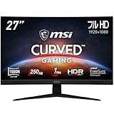 【Amazon.co.jp限定】MSI 湾曲ゲーミングモニター G27C4X 27インチ/フルHD/VAパネル/250Hz/1ms/Free