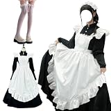 [Sivrusn] メイド服 英国風 コスプレ 萌え 定番 ロング丈 可愛い メイドコスチューム 長袖 4点セット ロリータ ワンピース つめえり レディース メンズ コスプレ 仮装 ハロウィン イベント パーティー 文化祭 2XL