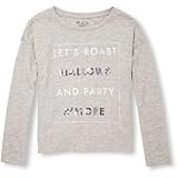 THE CHILDREN'S PLACE(ザ・チルドレンズプレイス) アクティブ インベリッシュ グラフィック トップ ヘザーグレー トップス長袖Tシャツ 10～12歳【並行輸入】