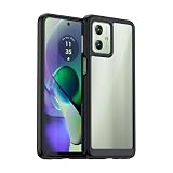 Moto G64 5G 用 ケース クリア 耐衝撃 G64Y 5G/Moto G54 PC背面+TPU 柔軟 防指紋 米軍MIL規格 ストラップホール付き ワイヤレス充電対応 透明 薄型 黄変防止 滑り防止 (青) 15-G64-05