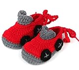 DEWEL 歩行練習ベビーシューズ　幼児シューズ　ファーストシューズ　滑り止め　出産祝い　手作りの織物　柔らかい　軽量　３色選択可能 (赤)