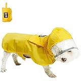 ALANSNOW 小型犬用レインコート 折り畳み 収納便利 雨散歩 お出かけ 犬用雨具 濡れない 犬用レーンコートポンチョ (イエロー, M)