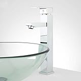 Wovier Chrome Waterfall Bathroom Sink Faucet,Single Handle Single Hole Vessel Lavatory Faucet,Basin 