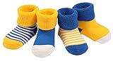 (コ-ランド) Co-land 可愛い ベビー靴下 ソックス 4足セット くつ下 新生児 赤ちゃん用 男女児 キッズ 女の子 男の子 幼稚園 ソフト 出産祝い イエロー2 S