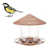 ideamall バードフィーダー 鳥 餌台 野鳥 えさ台 屋外 雨よけ付き 鳥の餌台 小鳥 餌入れ 鳥エサ 巣箱 透明 吊り下げ (ブラウン)