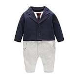 ANKECHANG 幼児スーツ ワイシャツ 長袖 ロングパンツ フォーマル サスペンダー ネクタイ セット 男の子 子供 size 80 (ダークブルー)