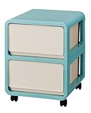 プリーク　2段　移動に便利なキャスター付 (アイボリー&amp;ブルー)