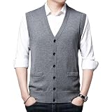 [Ｋａｙｉｙａｓｕ] ベスト メンズ ニットベスト 秋冬 前開き Vネック トップス セーター 洗える ジレ 紳士 毛玉にできにくい ウール混 軽量 シンプル ビジネス カジュアル 春(L ライトグレー)