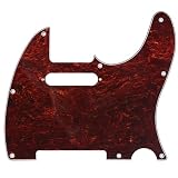 Musiclily 8穴 TL テレキャスターピックガードFender USA/メキシコスタンダードTeleエレキギター用、赤べっ甲柄4P