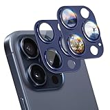iCarez 対応 iPhone 15Pro / 15 Pro Max 用 カメラ保護 9H強化ガラス アルミ合金＋AR高透過率 カメラフィルム アイフォン15プロ / 15プロマックス カメラカバー 耐衝 傷防止 カメラレンズカバー 黒縁取り 露出オーバー防止 指紋防止 気泡ゼロ 対応 いphone15pro max レンズスクリーンプロテクター【2枚入り】 ブルー
