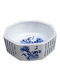 Dahlia Chineseブルーとホワイト花柄デザインセラミックOctagon Water Basinポット