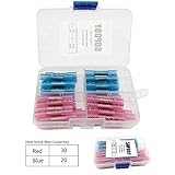 50Pcs Heat Shrink Solder Seal Electrical Wire Connectors Kit, Sopoby Butt waterproof insulated Termi