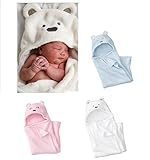 yusongirl 【ユソンガール】 ベビー ふわふわ 耳付きクマさん おくるみ 可愛い子に可愛いバスローブ　 寝かしつけ お出かけ 出産祝い (ホワイト)