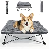 UNP ドッグコット ペットコット 犬用コット ペットベッド 犬用ベッド 折りたたみ クッション付き 洗える 暖かい アウトドア 地面から離れ キャンプベッド コンパクト収納 軽量 通気性 小型犬 中型犬 猫 ペット (グレー, M)