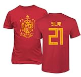 スペインTCAMP 2018 National Soccer # 21 David Silva世界選手権のメンズTシャツ Youth Small レッド