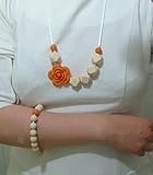A L L U R E silicone teething necklace + bracelet (cream/orange) FDA compliant food grade silicone b