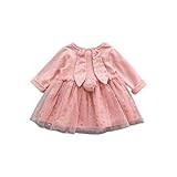 ウサギの耳 ドット柄 ワンピース 長袖 スカート チュニック チュチュスカート ガールズ 秋 女の子1~3歳 ピンク73cm