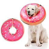 BINGPET エリザベスカラー 犬 猫 カラー ペット用品 ケアカラー 引っ掻き防止 傷舐め防止 首に優しい 術後ケア 避妊手術 去勢手術 着脱簡単 洗える 柔らかい クッション 柔軟 軽量 ソフト 通気性 ストレスフリー ケガ 介護 人気 可愛い ドーナッツ おしゃれ 小型犬 中型犬 大型犬 ねこ ネコ 犬猫兼用 （ピンク、XLサイズ）