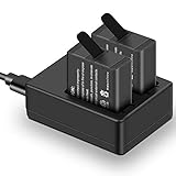 Soxono GoPro 用バッテリー+ゴープロ充電器 最新型 急速充電 Micro USB/Type-Cインターフェイス 2個同時充電可能