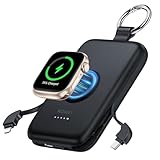 RORRY 大容量モバイルバッテリー 10000mAh ケーブル内蔵 for apple watch 充電器 ワイヤレス充電器
