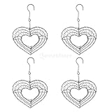 B Baosity 4pcs 吊り下げ　多肉植物ホルダー 屋外 庭の装飾 インテリア　メタル プランター ハート