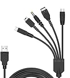 BEADY 5 in 1 USB 充電ケーブル ニンテンドー New 3DS(XL/LL), 3DS(XL/LL), 2DS, DSi(XL/LL), GBA SP, Wii U,PSP 1000/2000/3000に対応充電ケーブル（120cm） ブラック