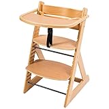笑顔のダイニングベビーチェアー【マジカルチェアー(テーブル付き)】安心強度の三角形ベース プレミアム木製椅子 (ナチュラル色)