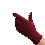 Tiptiper 冬の手袋、レディース冬アウトドアスポーツウォーム手袋タッチスクリーン手袋コットンフルフィンガー（赤）