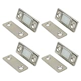 prendre 【4個セット】 マグネットキャッチ 磁気キャッチ ステンレス 薄型 強力 ドア止め金具 家具扉 戸棚 ドアキャッチ DIY 引き戸 両面テープ ネジ （シルバー） PR-MAGCATCH4-SV