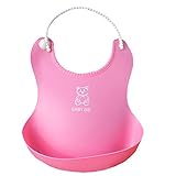 ベビー　食事 立体 　防水　 シリコーン エプロン　赤ちゃん　ご飯の兜　4色　ピンク　青　緑　黄色 (ピンク)