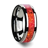 Thorsten Nebula タングステン コンテンポラリー メタル 結婚指輪 レッドオパールインレー 幅8mm Roy Rose Jewelry サイズ11