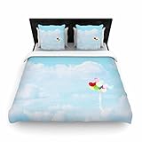 KESS InHouse Sylvia Coomes "Balloons In The Sky" Photography Kids Queen Woven Duvet Cover, 88 by 88-