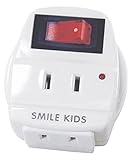 スマイルキッズ 雷ガード スイッチ付 2口 コンセント ホワイト ASW-002