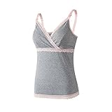 YING LAN 春 夏 秋 冬 マタニティ インナー ブラトップ キャミソール 産後 授乳 ブラジャー (L, グレー)