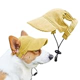 犬 帽子 耳出し 夏 uvカット 犬の帽子 野球帽 ペット ハット 犬用 キャップ サンバイザー 日除け 熱中症 紫外線対策 小型犬 中型犬 大型犬 アウトドア コスプレ用 (イエロー, S)